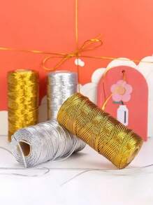 100 m/328 pi Ficelle de boulanger métallique, corde d'emballage cadeau or et argent, corde de décoration pailletée métallique, parfaite pour Halloween, Noël, Thanksgiving, l'emballage de cadeaux, les bricolages DIY, les étiquettes, la couture