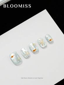 10 Pieces Of Handcrafted Press On Nails Short , Hand-Painted Production, Summer Nails, Reusable Fake Nails Nail Supplies Nails