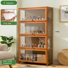Hand-Made Display Cabinet Acrylic Display Cabinet Display Rack Non-Glass Cosmetic Shelf Home Wine Cabinet - Màu nâu - Xem 5