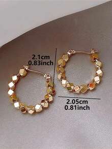 一对简约青铜珠环状耳环，时尚日常佩戴