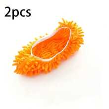 2pcs Washable & Reusable Super Soft Microfiber Floor Cleaning Slippers, Suitable For Cleaning Bathroom, Kitchen And Bedroom, Also Good As Party Decoration Shoe Covers