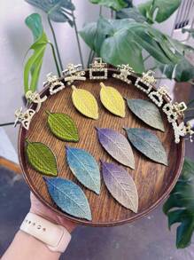 1 Women's Green Leaf Embroidered Hairpin, Sweet Side Clip, Women's Accessories/Hair Accessories, Forest Style Retro Alligator Hair Clip Claw Clips Hair Claws Hair Barrettes