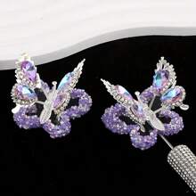 3pcs Sparkling Acrylic Butterfly Charms With Crystal Rhinestones & Flexible Wings - Perfect For DIY Jewelry, Phone Pendants & Crafts, For Return School