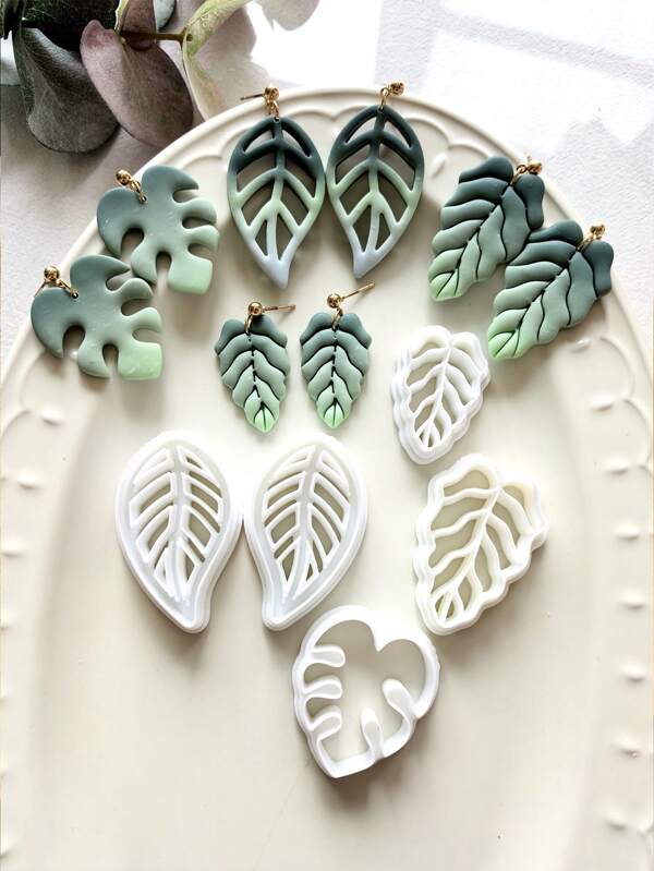 Boho Ropical Leaf Clay Cutters For Jewelry Making, Leaf Clay Tool, Earring Clay Cutter Molds For DIY Craft, Hollow Cutter Jewelry Making Kits