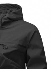 1 件男士全拉链连帽夹克，春秋季连帽外套，适合旅行连帽休闲夹克。 - 黑色 - 查看 5