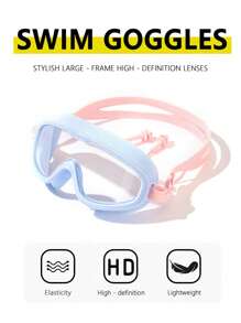 Swim Goggles For Kids 3-15 With Earplugs Large Frame Anti-Fog/UV Swimming Goggles For Boys Girls
