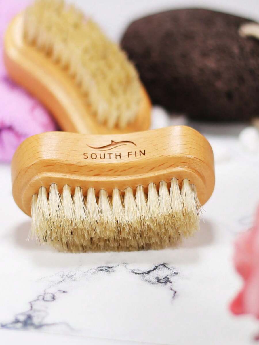 Pinceau à ongles double extrémité large et étroit, fabriqué en bois de charme et poils blancs pour la manucure