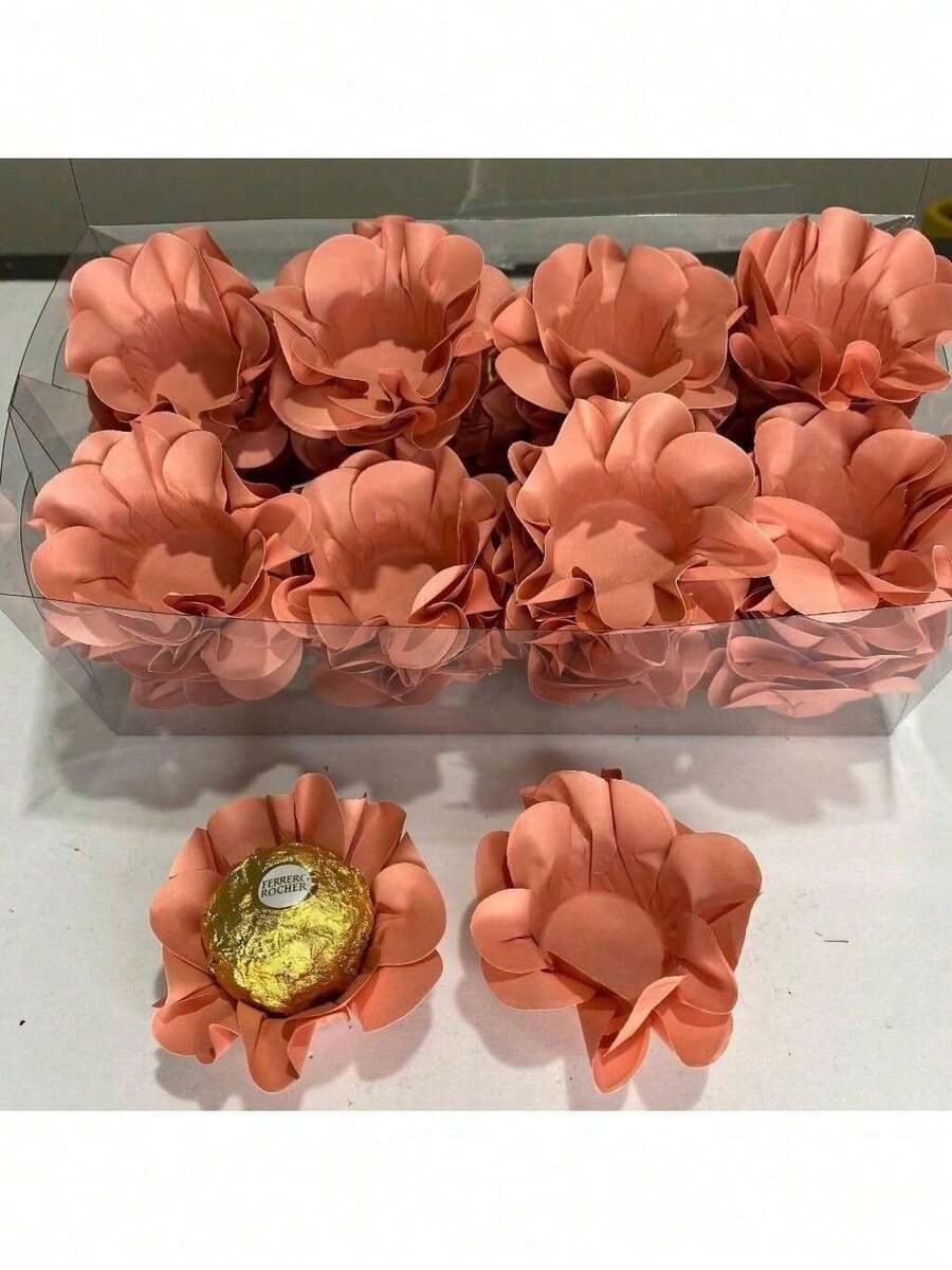 80 Cupcake Wrappers For Fine Sweets Flower Wedding Anniversary Ultrafest Lulli Style Model - Rosa desnuda - Ver 1