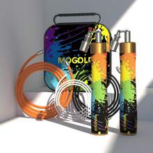MOGOLD 1 Set MOGOLD Triple Steel Weighted Jump Rope Kit, Professional Adult Fat Burning Fitness Equipment, Adjustable For Men And Women
