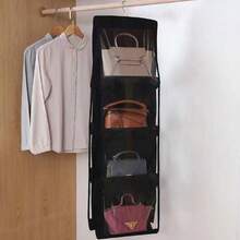6/8 Grid Double-Sided Hanging Bag Storage With Six Layers Transparent Bedroom Closet Organizer Dust Bag For Home Organization