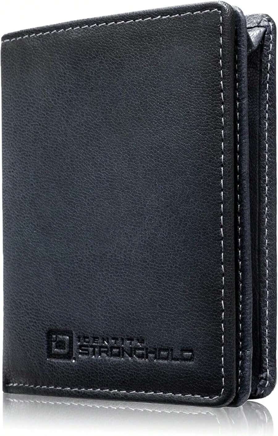Billetera - Cartera bifold con bloqueo RFID para hombres con cierre magnético - Negro - Negro - Ver 1