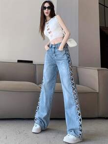 Women Pants - Blue - View 1