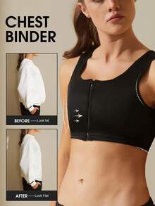 1pc Chest Compression Sports Bra, Minimizing Bust, Shaping Vest For Women