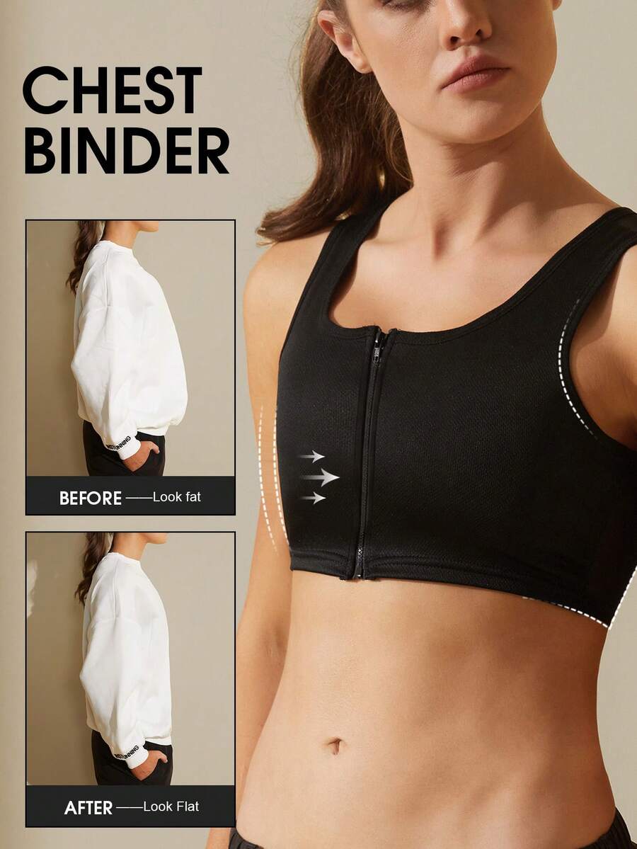 1pc Chest Compression Sports Bra, Minimizing Bust, Shaping Vest For Women