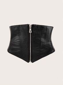 Women's Minimalist Zip-Up Waist Cincher Belt, Decorative & Slimming