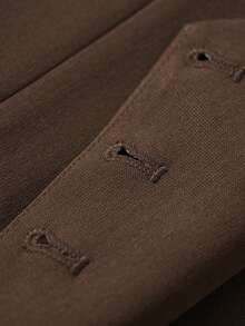 纯色女背心V领外套修身款适合春秋季时尚通勤风金属单排扣女士服装 - 巧克力棕 - 查看 7