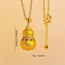 1 pièce Collier vintage à la mode de style chinois avec pendentif en céramique émaillée en forme de calebasse creuse