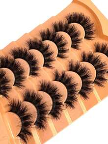 7 Pairs New Arrival Russian Volume Cat Eye Mink False Eyelashes, Natural DD Curl Fluffy Faux Mink Lashes, Drama Curly Mink Lash Extensions, Handmade For Natural Look - 交叉睫毛 - 查看 6