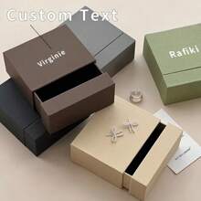 1pc Customized Engraved Jewelry Gift Box - Multiple Colors Available (Black, Brown, Green, Beige), Premium Fabric Lining, Metal Clasp Design, Suitable For Earrings, Rings, Necklaces And Nail Art - Classic Rectangular Style, Personalized Jewelry Box