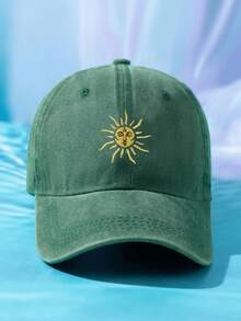 1pc Sun 四季户外棒球帽，复古老式水洗中性卡车帽，透气可调节高尔夫太阳帽，女士夏季时尚弧形边缘太阳帽，适合日常佩戴和旅行