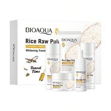 5pcs/Set Rice Essence Skincare Set, Travel Size, Convenient To Carry, Moisturizing Skincare Gift Box, Includes Rice Essence, Brightening & Moisturizing Essence, Daily Toner, Cleansing Foam, Night Cream, Serum, Suitable For All Skin Types, Holiday Gift - Multicolor - View 8
