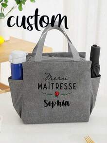 大容量可定制花卉图案午餐包，个性化铝箔保温午餐包，拉链保温午餐盒，实用顶部提手，轻便可折叠，时尚女士手提包，时尚旅行野餐包 - 彩色 - 查看 3