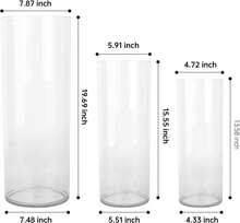 Extra Large Acrylic Cylinder Clear Vase For Floor, 20 In Tall Big Wide Mouth Plastic Unbreakable Hurricane Flower Vases Of 3 For Home Decor (D 8", D 6", D 4.8" + 3 Holder) - Trong sáng - Xem 1