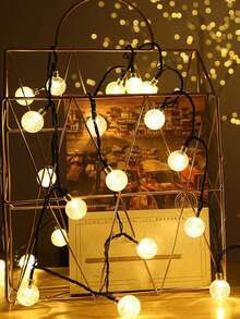 1pc Solar Power 5m/16.4ft 20Led 2.4cm Transparent Plastic Ball String Lights, Indoor Room Decor Fairy Lights, Bedroom Wall Decor Led Light String, 8 Modes Flashing Lights, Suitable For Weddings Decor, Birthday Parties Decor, Camping Tent Decor, Outdoor Decorative Lights, Gardens Decor, Courtyards Decor - Huang Guang - View 7