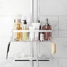 Shower Shelf Without Drilling, Stainless Steel Shower Shelf For 18 Mm-25 Mm Shower Rod, Shampoo Holder For Shower Bathroom Organizer (Silver) - Bạc - Xem 1