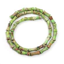 Approx. 32pcs Natural Bamboo Node-Shaped Imperial Jasper Beads, Multi-Styles, Retro Oil Painting Dark Color, DIY Craft Loose Spacer Beads, Suitable For Bracelet, Necklace, Jewelry, Pendant, Decoration Accessories