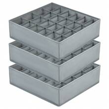 3件套抽屉分隔收纳架，20格衣柜收纳架和袜子收纳架，可收纳袜子、手帕、领带、腰带（灰色） - 灰色 - 查看 13