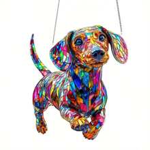 1 pieza Decoración acrílica de Dachshund de 8 pulgadas x 6.7 pulgadas - Decoración colgante de plástico acrílico y colorido de 8 pulgadas x 6.7 pulgadas, arte de pared con tema animal, decoración para el hogar para el dormitorio, la cocina, el jardín exterior, regalo de inauguración de la casa para amantes de los perros