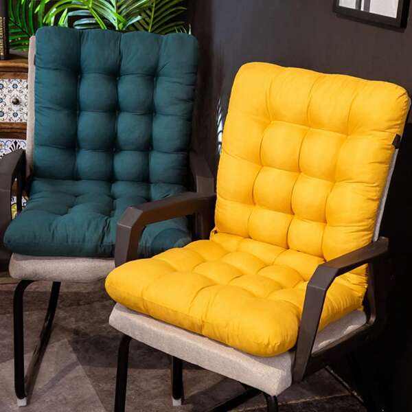 1pc Vintage-Style Durable Polyester Outdoor Seat Cushion - Hand Washable, Ideal For Elderly, Office, Camping, Patio, And Dining Table Seating - Plush Fabric Pad In Teal And Yellow, Patio Seating|Vintage Cushion|Hand Washable Fabric, Outdoor Chair Cushions Office Chair