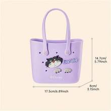 Series Cartoon Cute Hollow Lunch Bag, Summer EVA Beach Bag Basket, Women's Picnic Handbag,  Shaped Lunch Box, Waterproof Tote Bag, Shopping Shoulder Bag, Gift - Purple - View 4