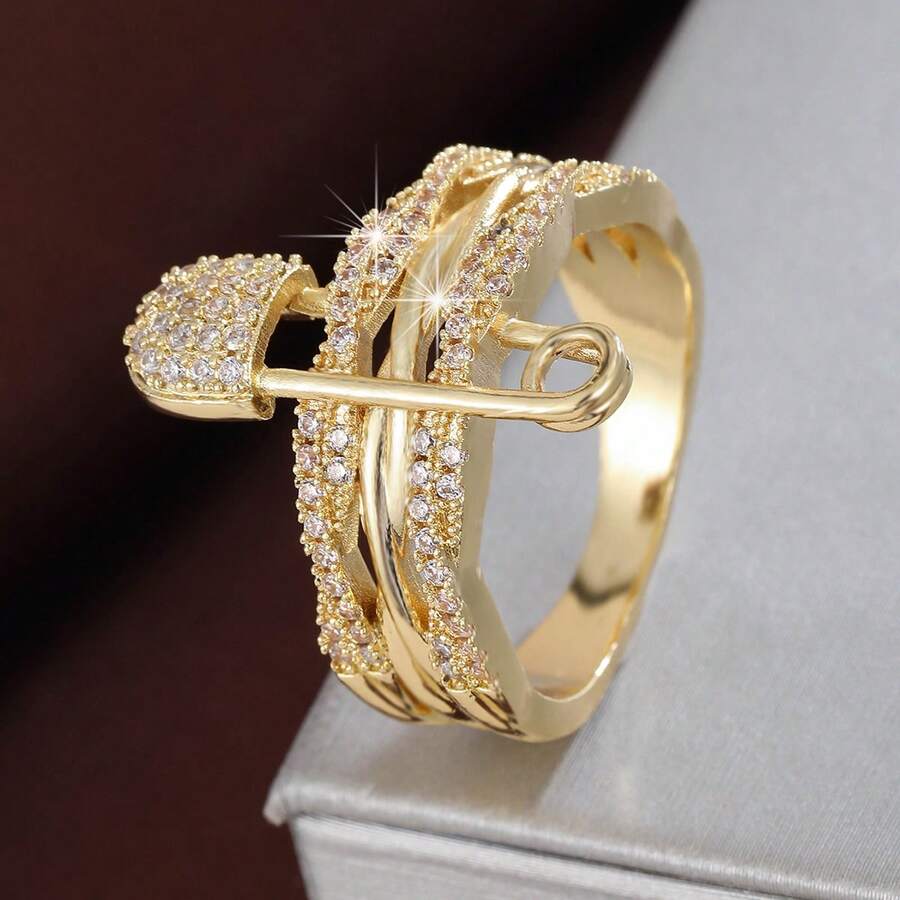 1件装时尚绳编可调节戒指，镶嵌人造锆石，女士 - 彩色 - 查看 1