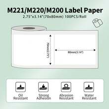 Phomemo 1 Roll Thermal Label Paper, White Square Labels, 2.75 Inch X 3.14 Inch (70 X 80 Mm), 100 Labels/Roll, Compatible With Phomemo M220/M250/M200/M221/M260 Thermal Label Printers, Multipurpose White Self-Adhesive Label Paper For Addresses, Logistics, Small Businesses, Etc. - White(70X80mm) - View 2