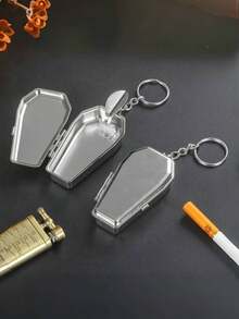 1个迷你金属便携式烟灰缸，户外口袋烟灰缸，创意车载香烟配件[随机尺寸] - 銀色 - 查看 8