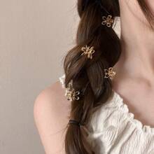 12 piezas/4 piezas Clips de metal con forma de flor, lindos mini clips para el flequillo/lateral, adecuados como accesorios para el cabello para uso diario, elegantes ganchos para el cabello de moda