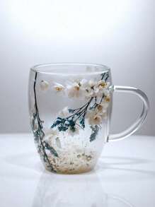 1 Double-Layer Glass Coffee Cup With Dried Flowers, Insulated And Heat-Resistant Water Cup, Suitable For Hot And Cold Drinks, Perfect For Cold Drinks, Sparkling Water, Fruit Tea, Juice And Latte Coffee - Suitable For Weddings, Parties, Bridal Showers, Birthday Gifts, Etc Back To School