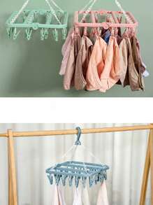 Tendedero plegable resistente al viento de plástico para ropa, calcetines y toallas