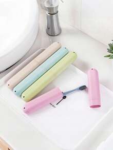 3/2/1pc Toothbrush Holder, Mixed Color, Toothbrush & Toothpaste Storage Container, Dental Care, Travel Friendly, Compact Design, Easily Fits In Luggage, Suitable For Bathroom, Bedroom, Home Travel Essentials Vacation Holiday - Multicolor - View 4