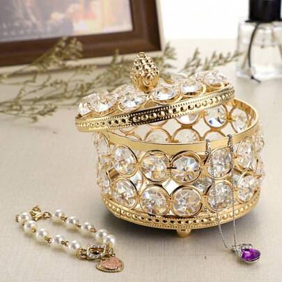 Caja de joyería con espejo de cristal, organizador de baratijas, caja de cristal vintage de lujo para almacenar maquillaje, cosméticos, joyas y uñas, cajas para guardar joyas de mujer, decoración del hogar, soporte para anillos, aretes y collares, caja conmemorativa, decoración de regreso a la escuela, otoño, Halloween y regalos de vuelta