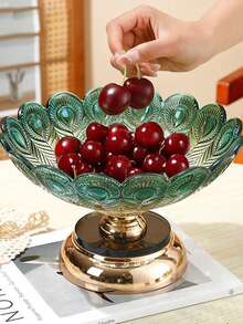 1 pieza Frutero de vidrio de lujo y colorido, gran cesta de frutas para la encimera de la cocina, cuencos de vidrio decorativos para servir frutas, postres, pasteles, dulces y snacks