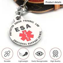 Etiqueta Para Mascotas De Acero Inoxidable Con Símbolo Médico, Etiqueta De Identificación Grabada Personalizada Para Perros Y Gatos Para Animales De Apoyo Emocional Y Animales De Servicio