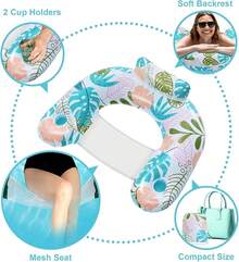 [3 Pack] Adult Inflatable Pool Floats Chair, Water Leisure Inflatable Floating Chair,Drink Holder, Ergonomic Headrest,Pool Floaties For Adults Swimming Pool Party, Summer Water Fun3