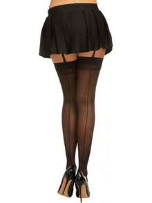 Dreamgirl Medias Altas Nude con Costura Trasera - Blanco - Ver 2