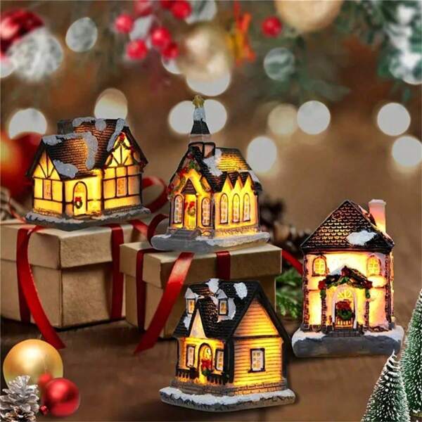 1pc Resin Christmas Decor Snow House Ornament, Illuminated Christmas Miniature House, Suitable For Winter Home Decor And Holiday Celebrations, Festival Parties, Christmas Parties, Halloween Decor, Holiday Decor, Festival Decor, Party Favors, Fun Christmas Party Decorations, Christmas Holiday, Happy New Year, Christmas Decorations, Perfect Christmas Gift For Friends