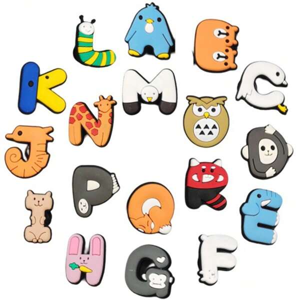 26 Pieces Animal English Letter Decoration Charms, Alphabet ABC-Z Characters For Boy Girl Teens Men Women And Adults