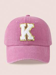 1 chiếc mũ bóng chày in 26 chữ màu hồng cho trẻ em, thích hợp cho bé trai/bé gái mặc ngoài trời hàng ngày để bảo vệ khỏi ánh nắng mặt trời - Nhãn Vàng-Màu Hồng - Xem 39