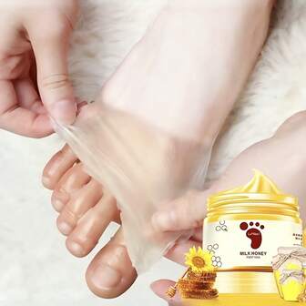 La Milee 2盒（300克）牛奶蜂蜜保湿足蜡、足部磨砂膏和护理足膜，适用于干燥粗糙的双脚